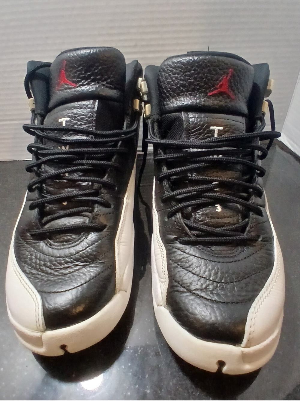 Jordan 12 Retro Playoffs Black White Red GS 7Y/Womans 8.5